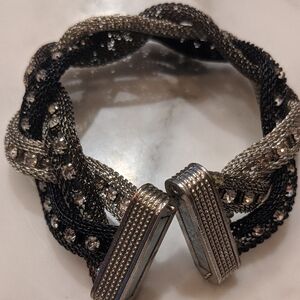 Chic Black and Silver Braided Bracelet